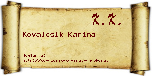 Kovalcsik Karina névjegykártya